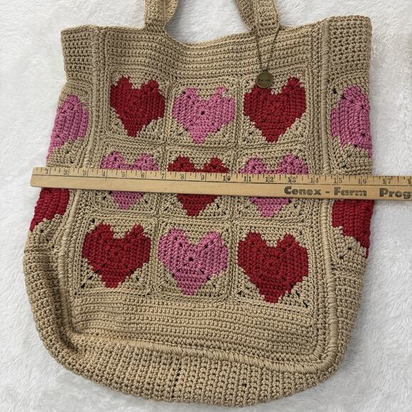 The Sak Lanie Market Tote Bamboo Heart NWOT Beach Red Pink Woven - Picture 5 of 9